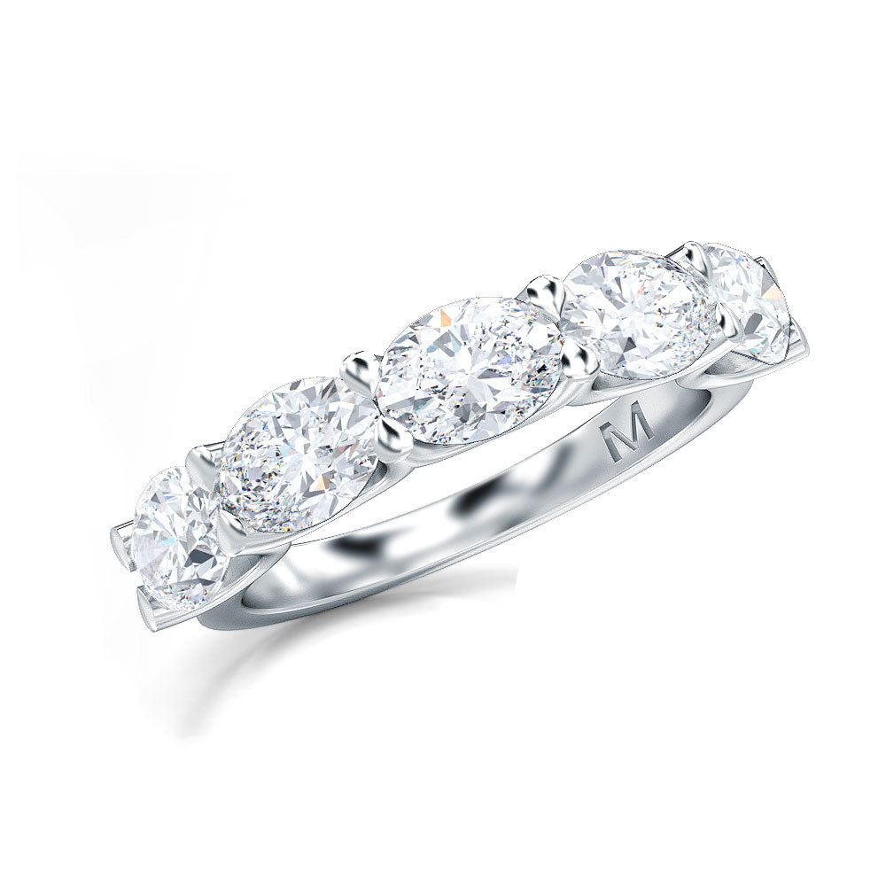 5 Stone Oval Diamond Band East West