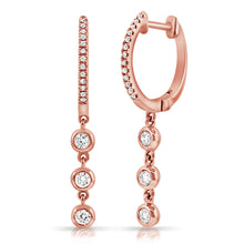 Load image into Gallery viewer, Diamond Huggie Earrings with Diamond Bezel Drops
