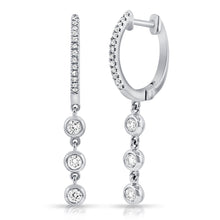 Load image into Gallery viewer, Diamond Huggie Earrings with Diamond Bezel Drops
